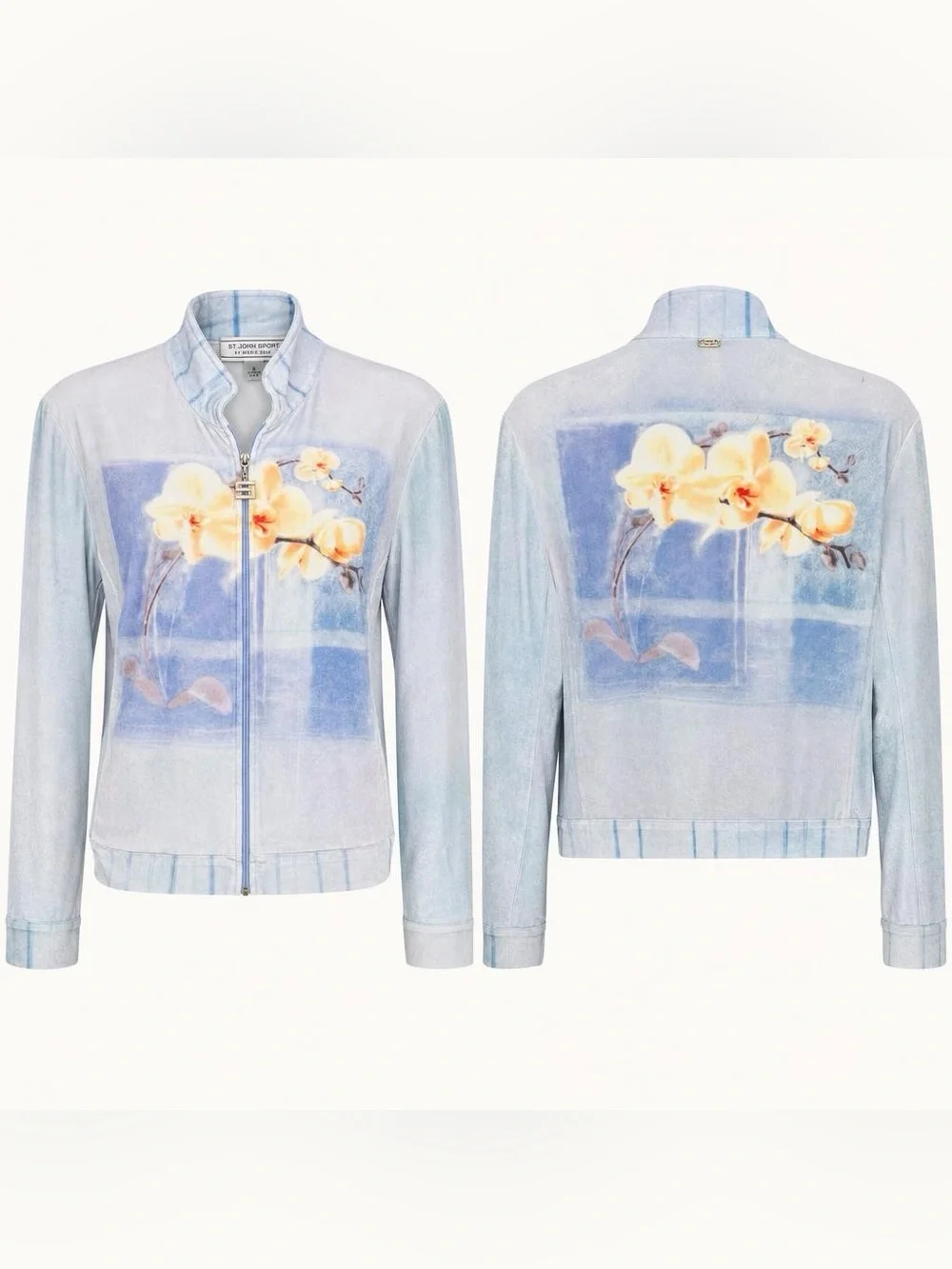 Vintage St. John Sport by Marie Gray Floral Zip-Front Velour Track Jacket
